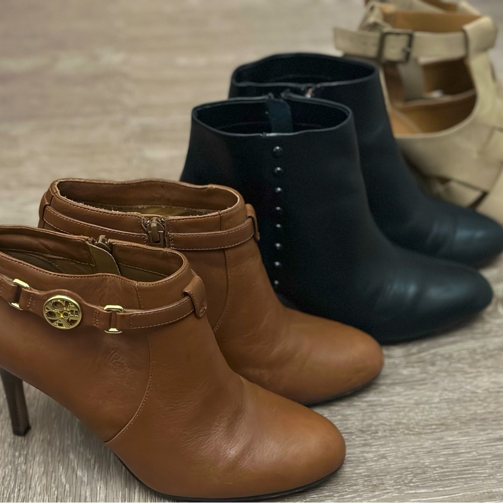 Used ankle boots for sale. Included all three boots.